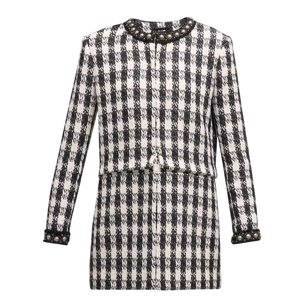 Alice + Olivia Deon Two-Fer Separating Box Tweed Jacket Size Medium